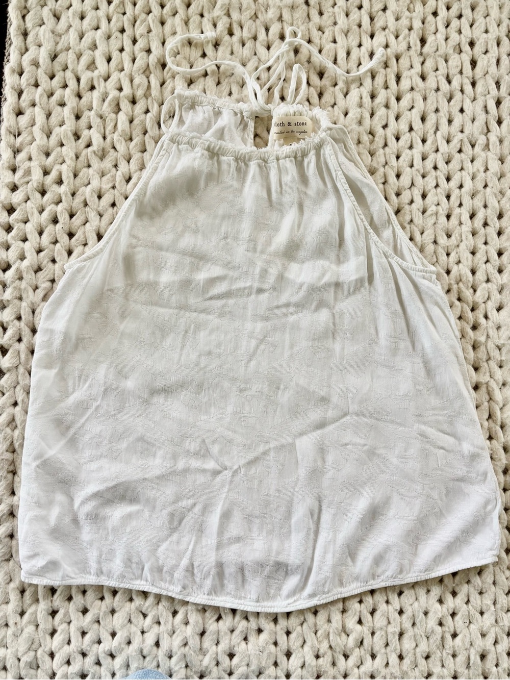 Boho White Tie-Strap Halter Camisole
